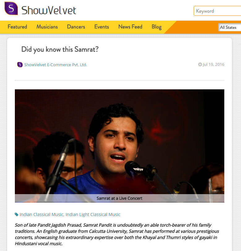 screenshot of showvelvet website